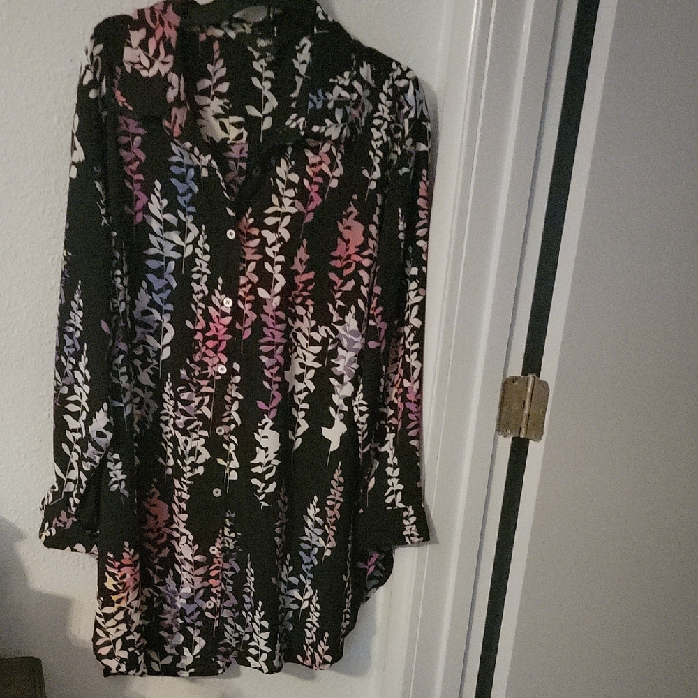 Floral Button-Up Blouse By Investments